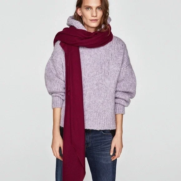 BNWT Zara Red Burgundy Cranberry Large Soft Blanket Scarf - Picture 1 of 4